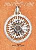 Sterling Silver LARGE COMPASS ROSE W/ BLUE TOPAZ GEMSTONE CHARM