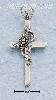 Sterling Silver CROSS W/ SINGLE WRAPPED ROSE CHARM Sterling Silver CROSS W/ SINGLE WRAPPED ROSE CHARM