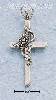 Sterling Silver CROSS W/ SINGLE WRAPPED ROSE CHARM