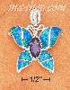 Sterling Silver 1" SYNTHETIC BLUE OPAL BUTTERFLY W/SYNTHETIC AME