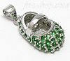 Sterling Silver MAY LARGE EMERALD COLORED CZ BIRTHSTONE BOOTIE C