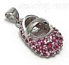 Sterling Silver JULY LARGE RUBY COLORED CZ BIRTHSTONE BOOTIE CHA Sterling Silver JULY LARGE RUBY COLORED CZ BIRTHSTONE BOOTIE CHA