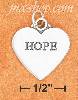 Sterling Silver FLAT HIGH POLISH "HOPE" HEART CHARM W/ ANTIQUE L Sterling Silver FLAT HIGH POLISH "HOPE" HEART CHARM W/ ANTIQUE L