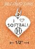 Sterling Silver ANTIQUED "I HEART SOFTBALL" HEART CHARM
