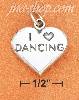 Sterling Silver HIGH POLISH "I HEART DANCING" HEART CHARM W/ ANT