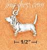 Sterling Silver 3D ANTIQUED BASSET HOUND CHARM