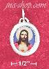 Sterling Silver 16MM HP COLORED JESUS OVAL PENDANT W/ CLEAR EXTE