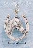 Sterling Silver ANTIQUED HORSESHOE W/ HORSE HEAD CHARM