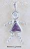 Sterling Silver FEBRUARY BEAD GIRL CHARM W/ PURPLE CZ