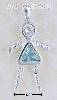 Sterling Silver MARCH BEAD GIRL CHARM W/ LIGHT BLUE CZ