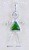 Sterling Silver MAY BEAD GIRL CHARM W/ DARK GREEN CZ