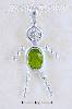 Sterling Silver AUGUST BEAD BOY CHARM W/ LIGHT GREEN CZ