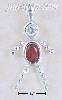 Sterling Silver JULY BEAD BOY CHARM W/ RED CZ