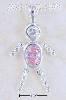 Sterling Silver OCTOBER BEAD BOY CHARM W/ PINK CZ Sterling Silver OCTOBER BEAD BOY CHARM W/ PINK CZ