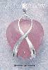 Sterling Silver LARGE RIBBON WRAPPED ROSE QUARTZ HEART PENDANT