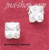 Sterling Silver 7MM SQUARE CUBIC ZIRCONIA POST EARRINGS