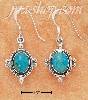 Sterling Silver OVAL TURQUOISE FRENCH WIRE EARRINGS W/ BORDER