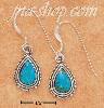 Sterling Silver TURQUOISE TEARDROP FRENCH WIRE EARRINGS W/ SCALL