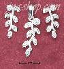 Sterling Silver CZ VINE POST EARRINGS AND PENDANT SET