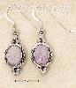 Sterling Silver PINK OPAL OVAL HATCHED BORDER FW EARRINGS