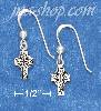 Sterling Silver 1/4" ANTIQUED CELTIC CROSS AND BEAD EARRINGS ON