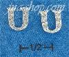 Sterling Silver LETTER "U" INITIAL EARRINGS W/ CLEAR CZ'S