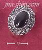 Sterling Silver GENUINE ONYX SIDE OVAL WITH MARCASITE BORDER ON