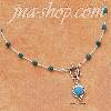 Sterling Silver 16" LIQUID SILVER W/ SEVENTEEN TURQUOISE BEADS &