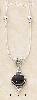 Sterling Silver 16" LS NECKLACE W/ SIDEWAYS OVAL GARNET & SS BEA