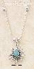 Sterling Silver 16" LS NECKLACE W/ ROUND TURQUOISE SUNFACE PENDA