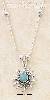 Sterling Silver 16" LS NECKLACE W/ ROUND TURQUOISE SUNFACE PENDA Sterling Silver 16" LS NECKLACE W/ ROUND TURQUOISE SUNFACE PENDA