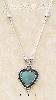 Sterling Silver 16" LIQUID SILVER NECKLACE W/ TURQUOISE HEART & Sterling Silver 16" LIQUID SILVER NECKLACE W/ TURQUOISE HEART &