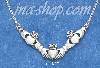 Sterling Silver 18" ANTIQUED TRIPLE CLADDAGH "V" CABLE NECKLACE