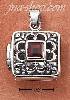 Sterling Silver OPEN FILIGREE SQUARE LOCKET W/ GENUINE GARNET