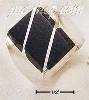 STERLING SILVER MEN'S LARGE OBSIDIAN RECTANGULAR STRIPED RING