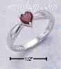 Sterling Silver RHODIUM PLATED RING W/ HEART SHAPED GENUINE GARN