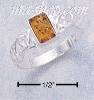 Sterling Silver LADIES RECTANGULAR HONEY AMBER RING W/ CELTIC WE