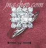 Sterling Silver WOMENS SQUARE CZ RING W/ CZ BORDER ON PLAIN BAND