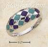 Sterling Silver ENAMEL PURPLE & GREEN DIAMOND PATTERNED DOME RIN